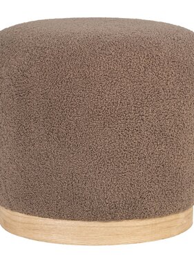 KantoormeubelenPlus Belfort Poef - Poef in Bouclé, bruin, Ø44,5x40 cm, HN1238
