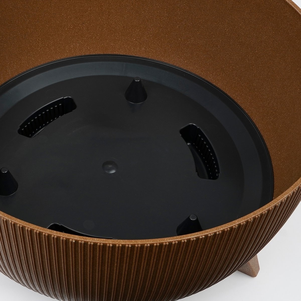 KantoormeubelenPlus Doppio Bloempot op Poten - H20,5 x Ø40 cm - Polypropyleen - FSC Mix - Lichtbruin