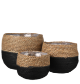 KantoormeubelenPlus Jorck Mand voor Planten - Set van 3 - H24 x Ø26 cm - Zwart