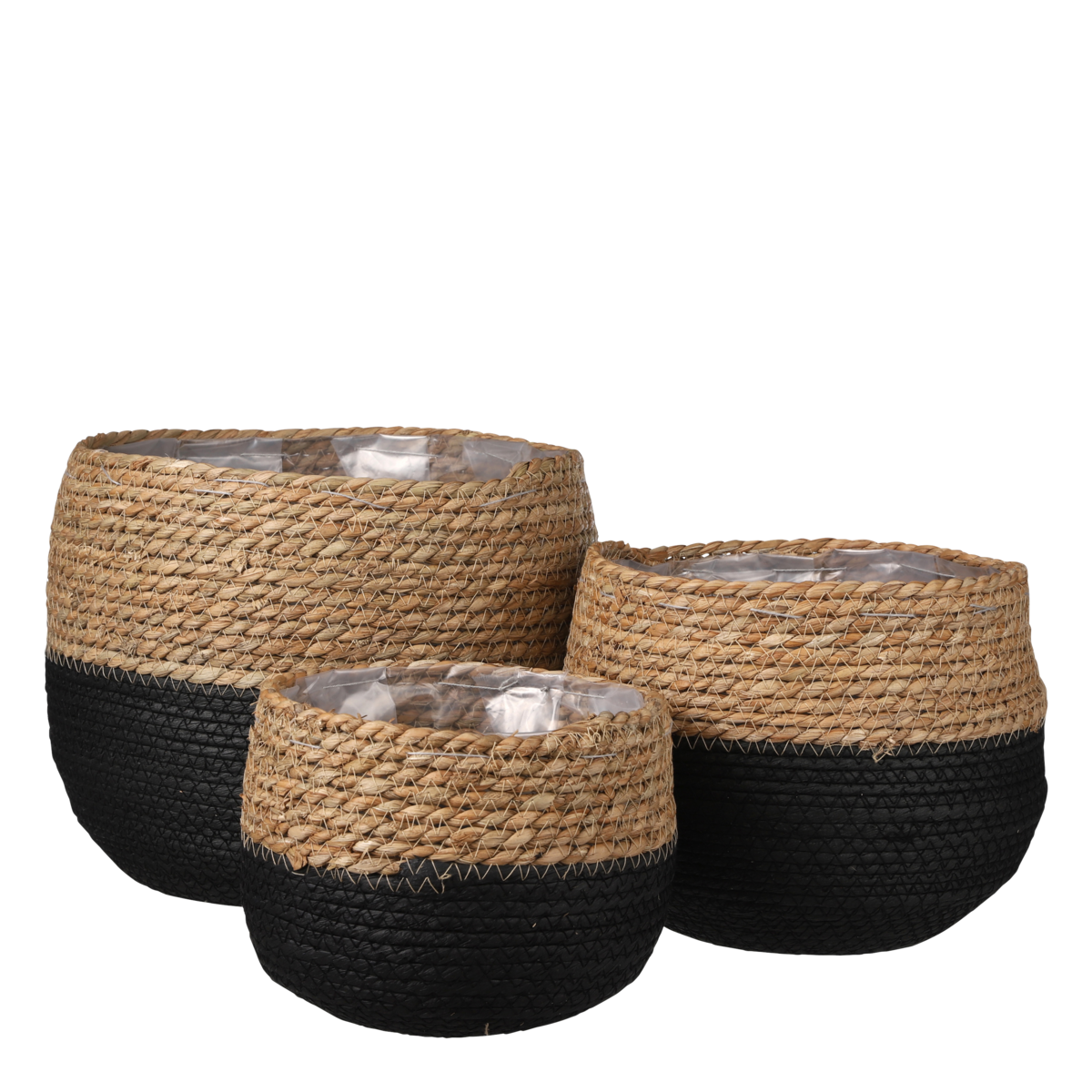 KantoormeubelenPlus Jorck Mand voor Planten - Set van 3 - H24 x Ø26 cm - Zwart