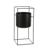 KantoormeubelenPlus Porte Bloempot op Standaard - L26 x B26 x H55 cm - Metaal - Zwart