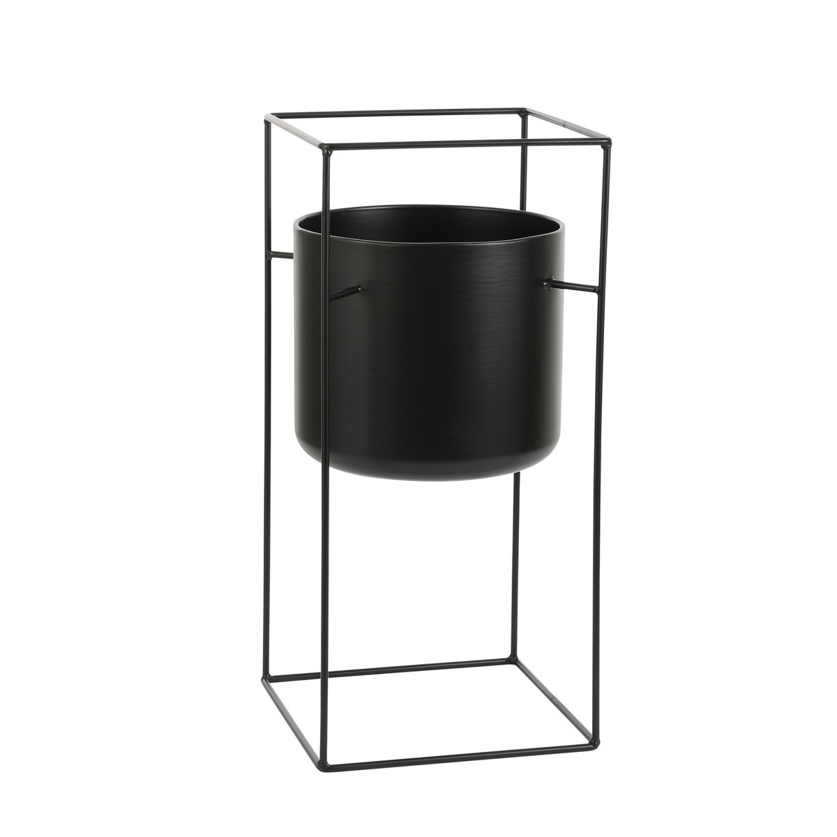 KantoormeubelenPlus Porte Bloempot op Standaard - L26 x B26 x H55 cm - Metaal - Zwart
