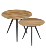 KantoormeubelenPlus Jailey Bijzettafel - Set van 2 - H49 x Ø50 cm - Gerecycled Hout - Bruin