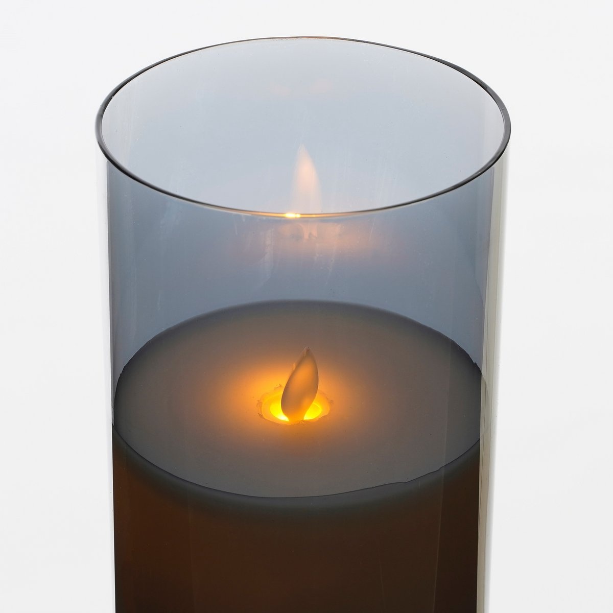 KantoormeubelenPlus LED Kaars - H25 x Ø10 cm - Glas/Wax - Grijs