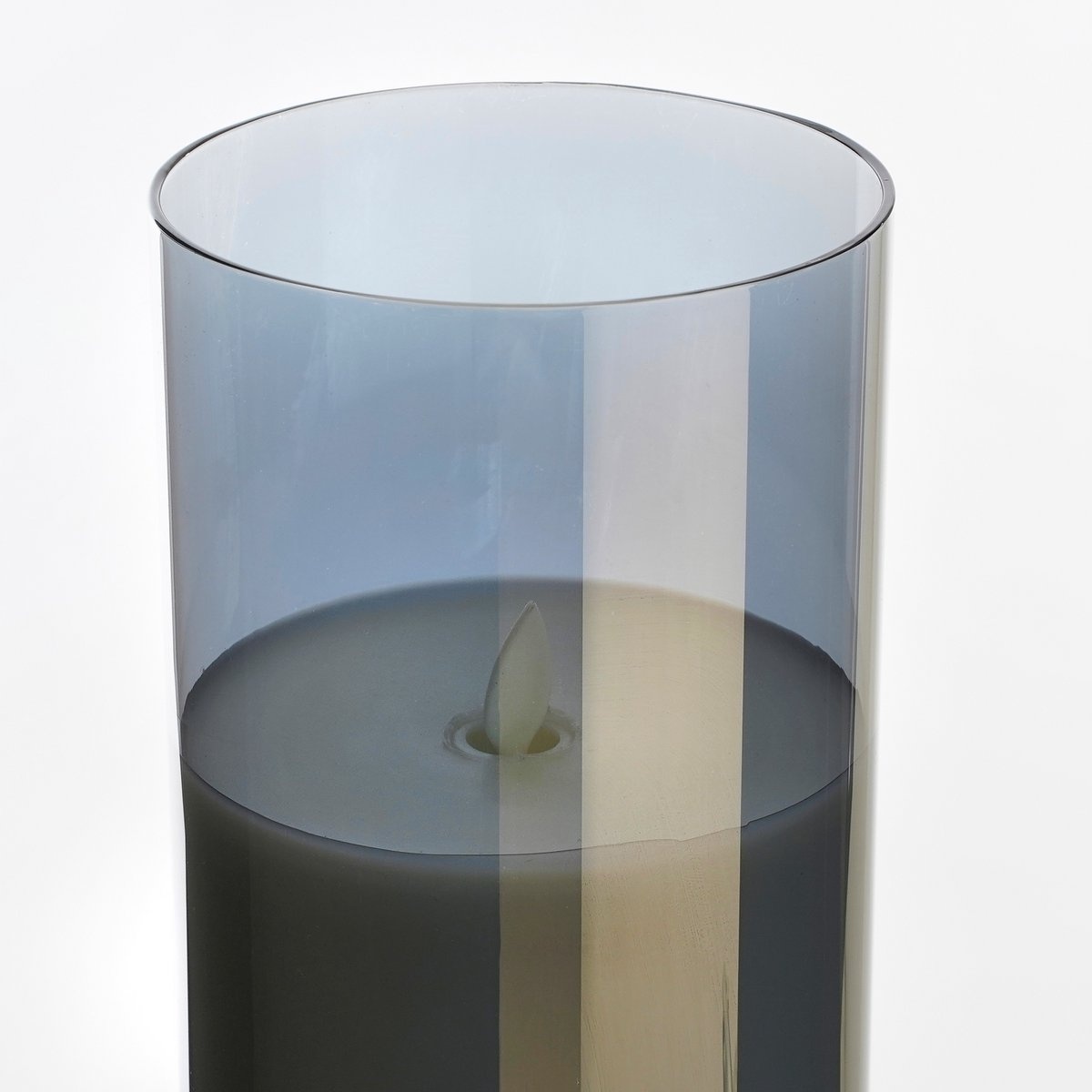 KantoormeubelenPlus LED Kaars - H25 x Ø10 cm - Glas/Wax - Grijs