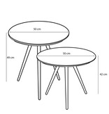 KantoormeubelenPlus Jailey Bijzettafel - Set van 2 - H49 x Ø50 cm - Gerecycled Hout - Bruin