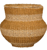 KantoormeubelenPlus Tacoma Opbergmand met Deksel - H48 x Ø55 cm - Jute - Geel