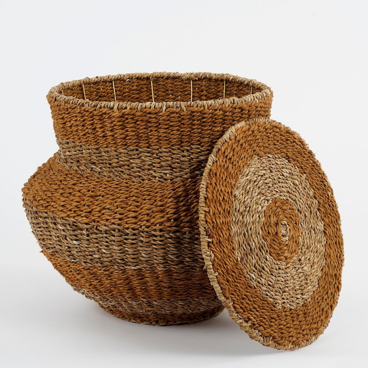 KantoormeubelenPlus Tacoma Opbergmand met Deksel - H48 x Ø55 cm - Jute - Geel