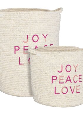 KantoormeubelenPlus Opbergmand - Set van 2 - H46 x Ø33 cm - Katoen - Wit