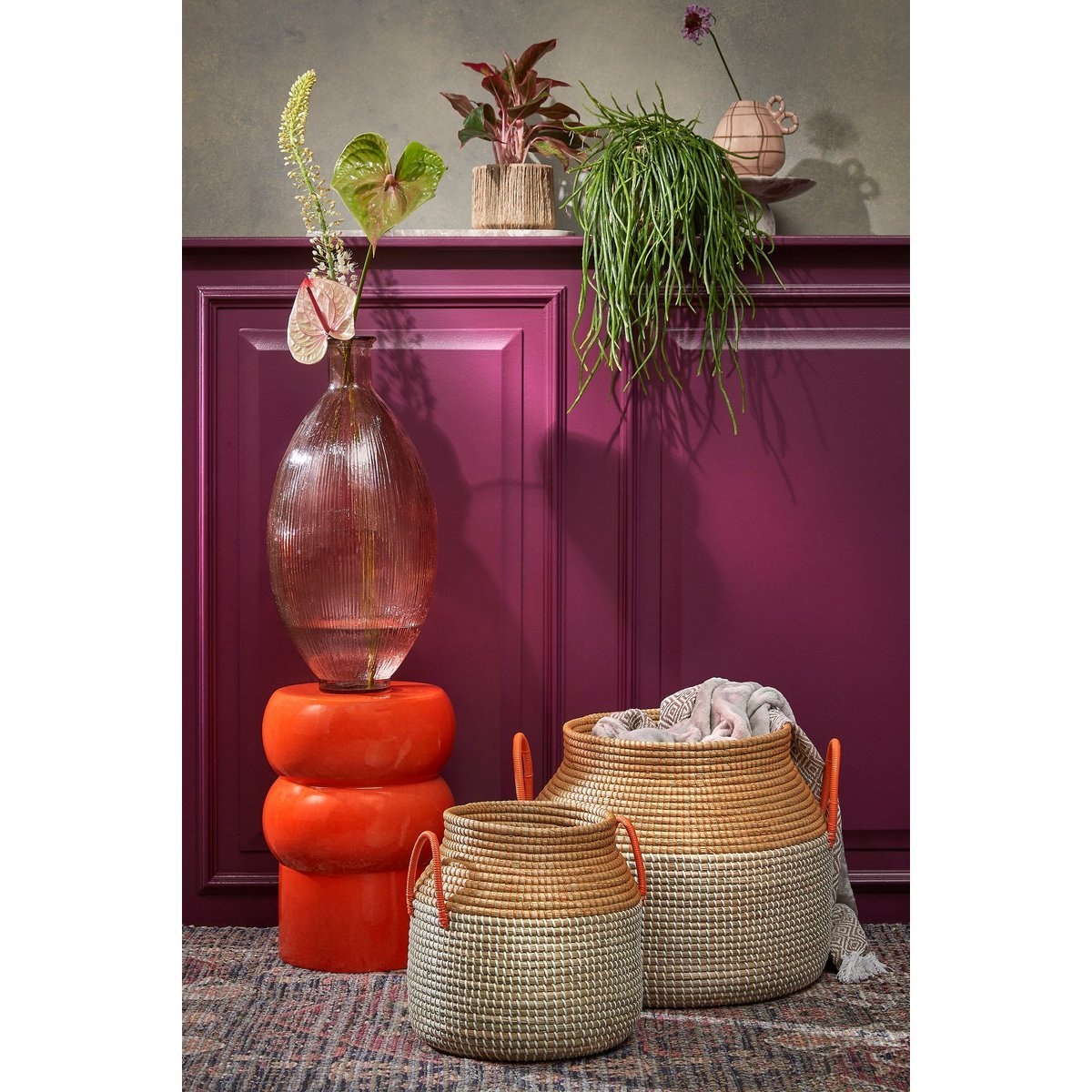 KantoormeubelenPlus Milou Opbergmand - Set van 2 - H43 x Ø50 cm - Zeegras - Geel