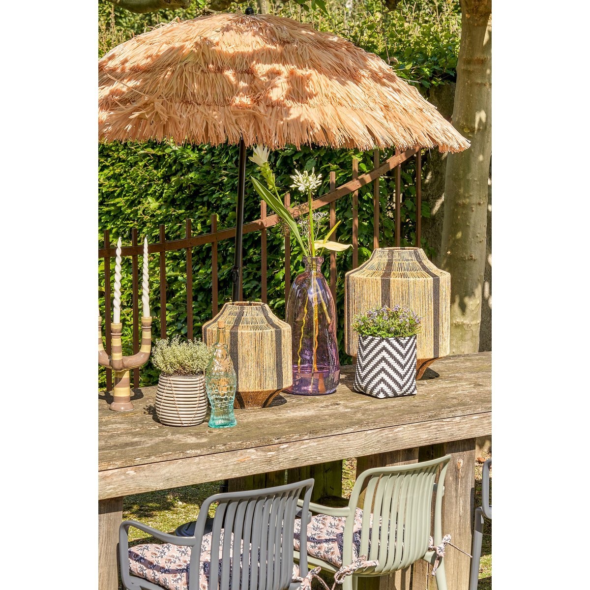 KantoormeubelenPlus Liliano Lantaarn - H36 x Ø30 cm - Jute - Zwart