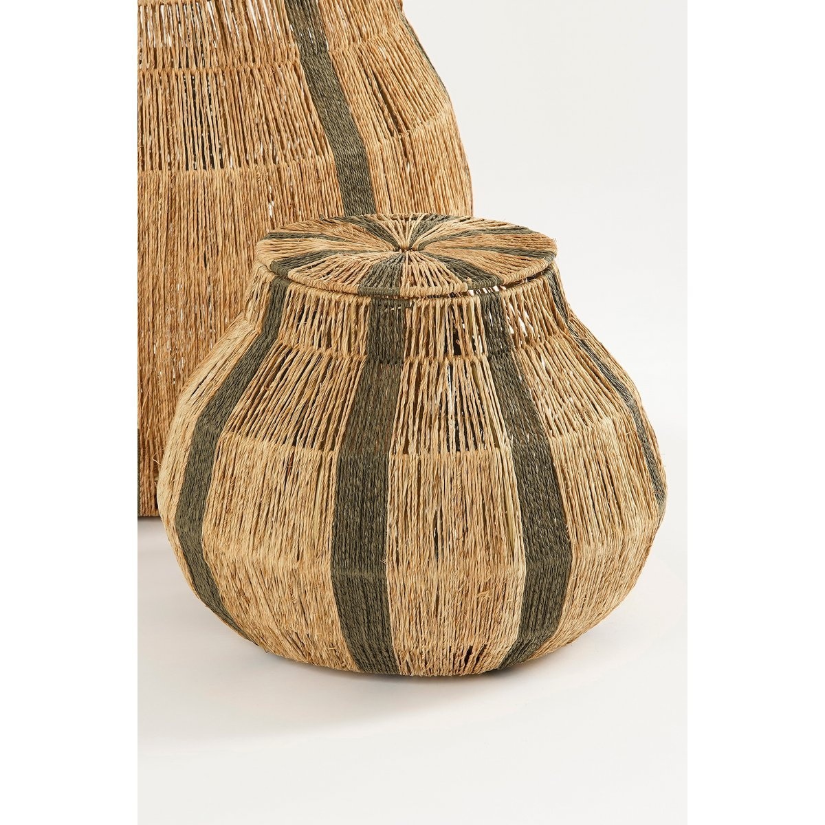 KantoormeubelenPlus Liliano Mand - Set van 2 - H48 x Ø50 cm - Jute - Donkergroen