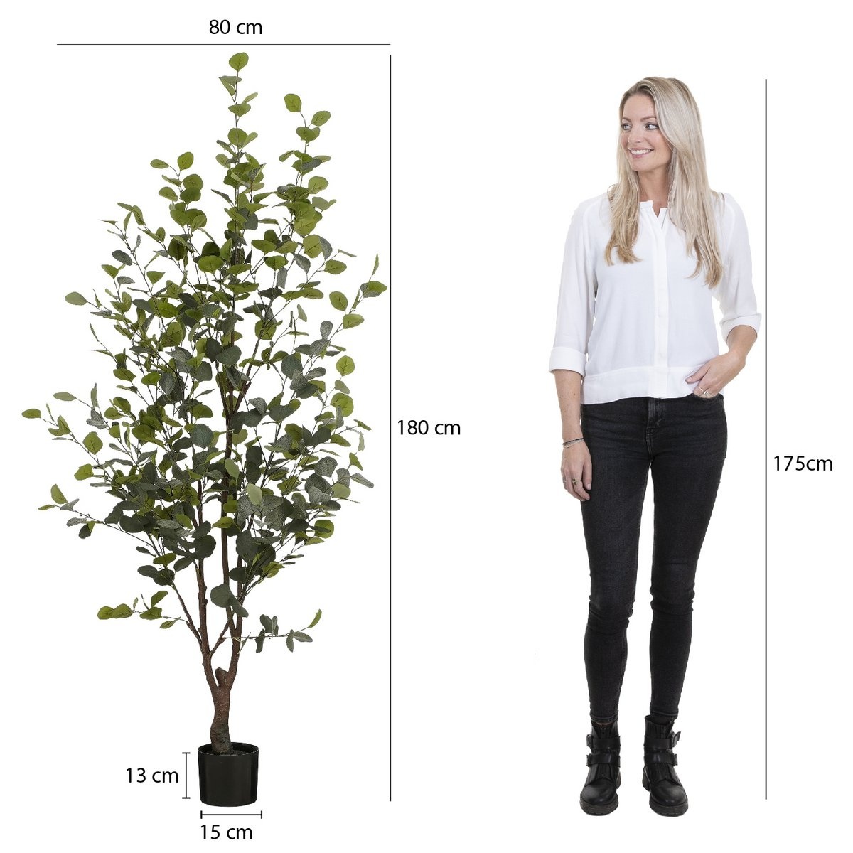 KantoormeubelenPlus Kunstplant Eucalyptusboom in Pot - H180 x Ø80 cm - Groen