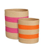 KantoormeubelenPlus Nacho Mand - Set van 2 - H34 x Ø29 - FSC Mix - Donkerroze, Oranje