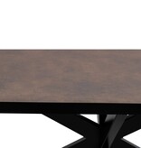 KantoormeubelenPlus Stalux Plat ovale eettafel 'Noud' 210 x 100, kleur zwart / lederlook bruin