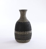 KantoormeubelenPlus Yasmin Decoratieve Fles - H48 x Ø27,5 cm - Zeegras - Zwart