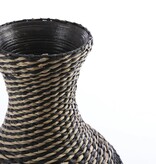 KantoormeubelenPlus Yasmin Decoratieve Fles - H48 x Ø27,5 cm - Zeegras - Zwart