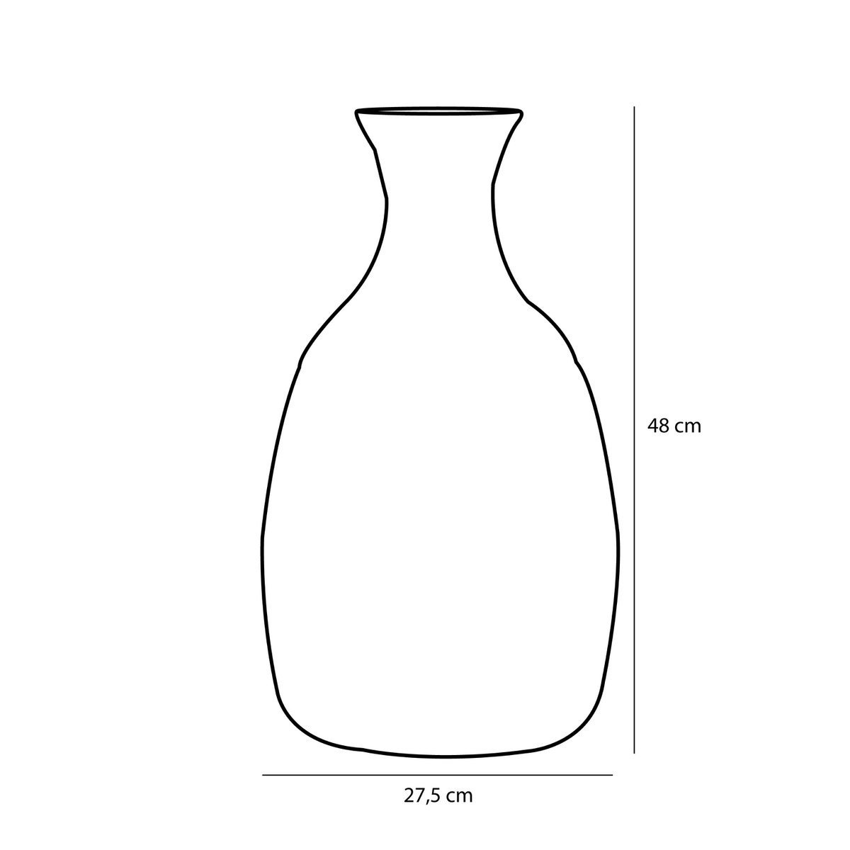 KantoormeubelenPlus Yasmin Decoratieve Fles - H48 x Ø27,5 cm - Zeegras - Zwart