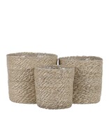 KantoormeubelenPlus Atlantic Mand voor Planten - Set van 3 - H16 x Ø16 cm - Jute - Crème