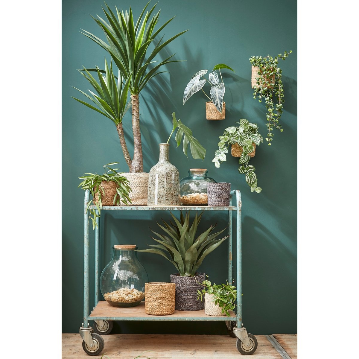 KantoormeubelenPlus Atlantic Mand voor Planten - Set van 3 - H16 x Ø16 cm - Jute - Crème