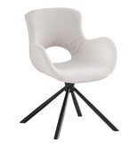 KantoormeubelenPlus Amorim Dining Chair - Eetkamerstoel, in bouclé gebroken wit met draaiknop