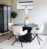 KantoormeubelenPlus Amorim Dining Chair - Eetkamerstoel, in bouclé gebroken wit met draaiknop