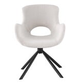 KantoormeubelenPlus Amorim Dining Chair - Eetkamerstoel, in bouclé gebroken wit met draaiknop