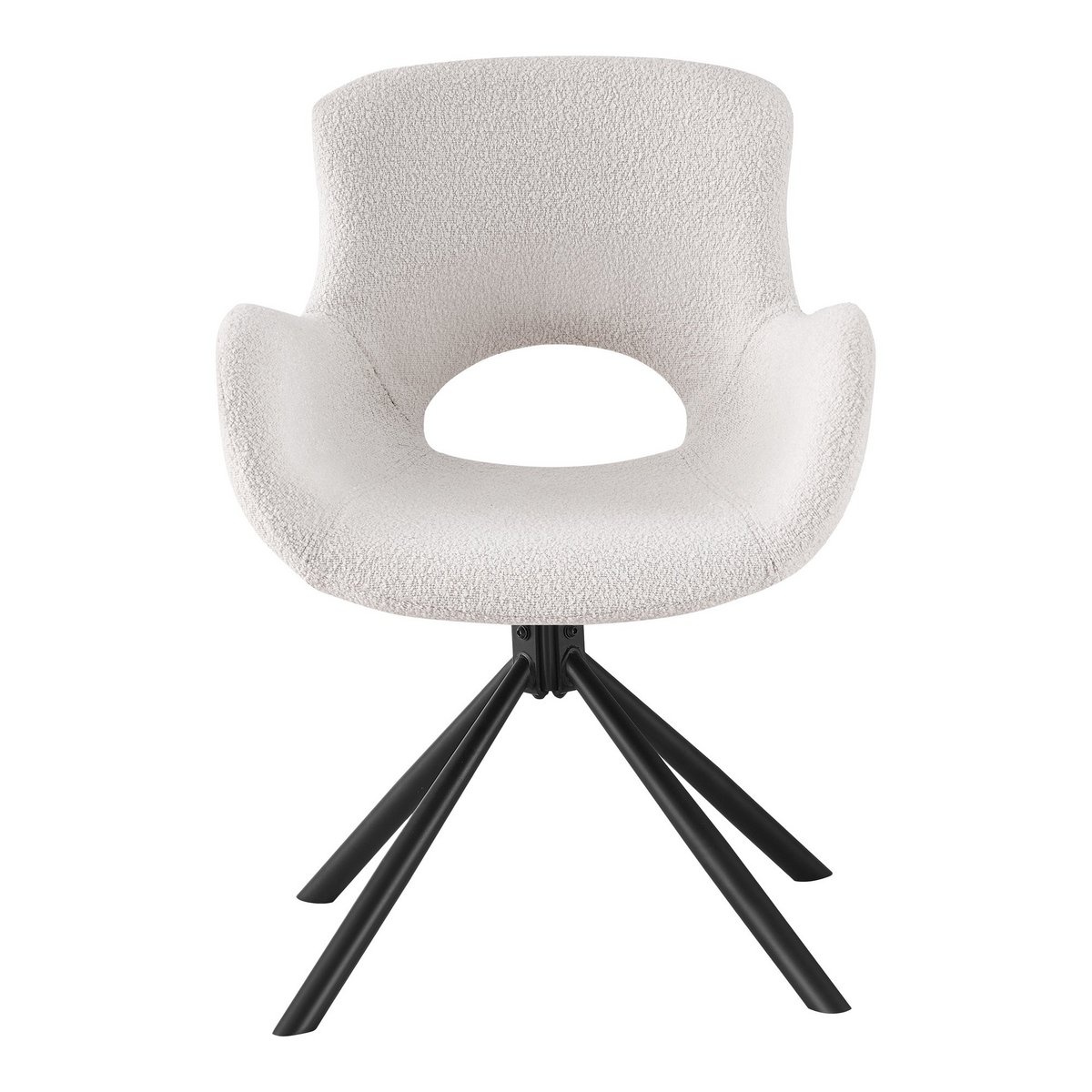 KantoormeubelenPlus Amorim Dining Chair - Eetkamerstoel, in bouclé gebroken wit met draaiknop