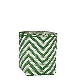 KantoormeubelenPlus Merlijn Plantenmand voor Buiten - Set van 3 - H26 x Ø24 cm - Gerecycled Plastic - Donkergroen, Wit