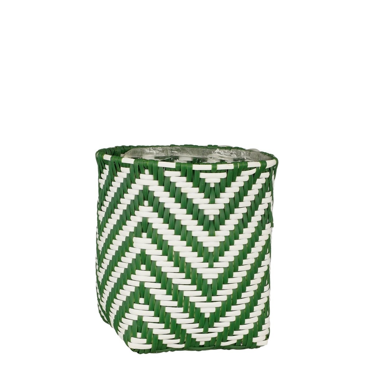 KantoormeubelenPlus Merlijn Plantenmand voor Buiten - Set van 3 - H26 x Ø24 cm - Gerecycled Plastic - Donkergroen, Wit