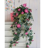 KantoormeubelenPlus Petunia Kunst Hangplant in Bloempot Stan - L25 x B45 x H50 cm - Donkerroze
