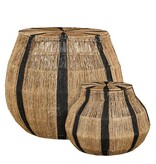 KantoormeubelenPlus Liliano Mand - Set van 2 - H48 x Ø50 cm - Jute - Zwart