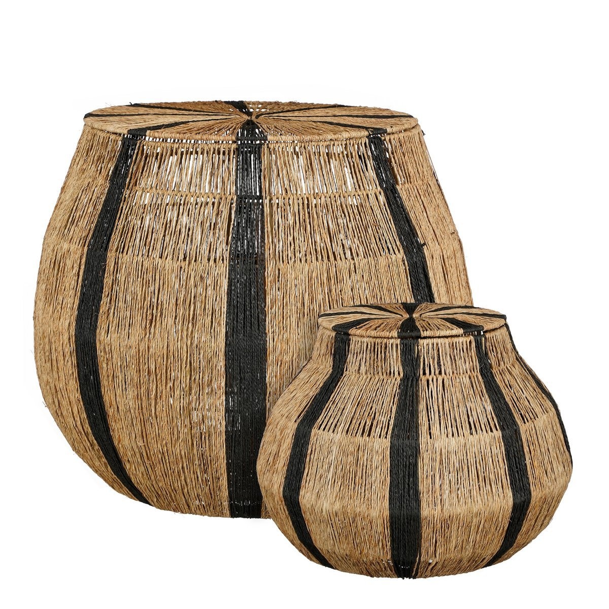 KantoormeubelenPlus Liliano Mand - Set van 2 - H48 x Ø50 cm - Jute - Zwart