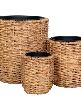 KantoormeubelenPlus Hanoi Planter - Plantenbak, waterhyacint, rond, naturel, set van 3