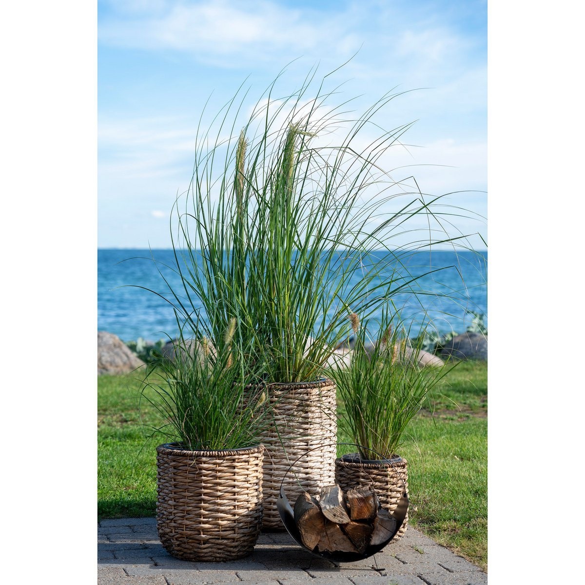 KantoormeubelenPlus Hanoi Planter - Plantenbak, waterhyacint, rond, naturel, set van 3