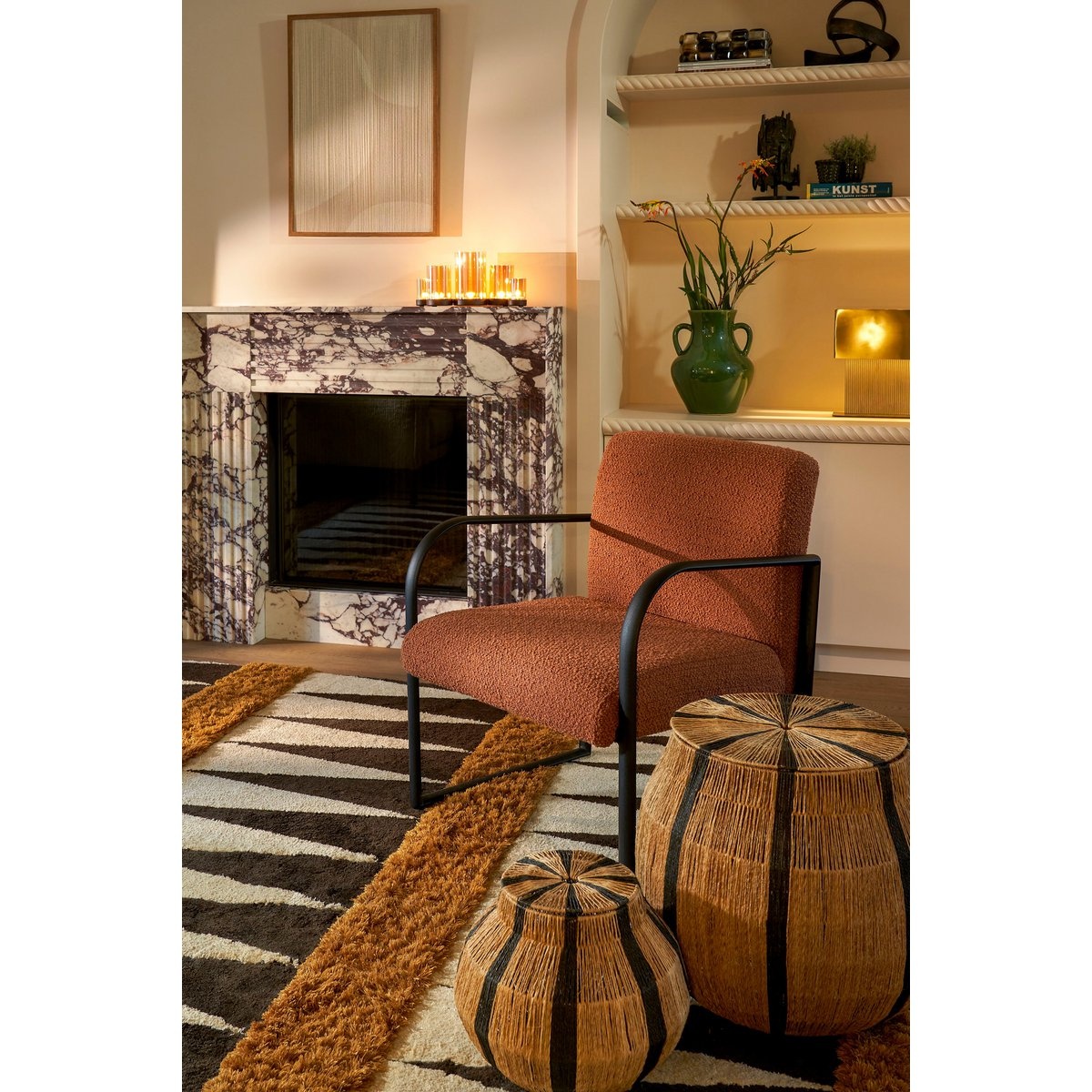 KantoormeubelenPlus Liliano Mand - Set van 2 - H48 x Ø50 cm - Jute - Zwart