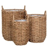 KantoormeubelenPlus Hue Planter - Plantenbak, zeegras, rond, naturel, set van 3