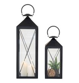 Casa Lantaarn, set van 2 - Lantaarn, staal en glas, zwart, set van 2
