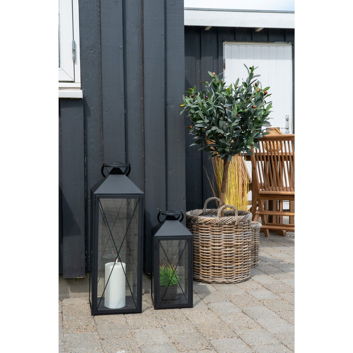Casa Lantaarn, set van 2 - Lantaarn, staal en glas, zwart, set van 2