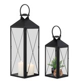 Casa Lantaarn, set van 2 - Lantaarn, staal en glas, zwart, set van 2