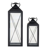 Casa Lantaarn, set van 2 - Lantaarn, staal en glas, zwart, set van 2