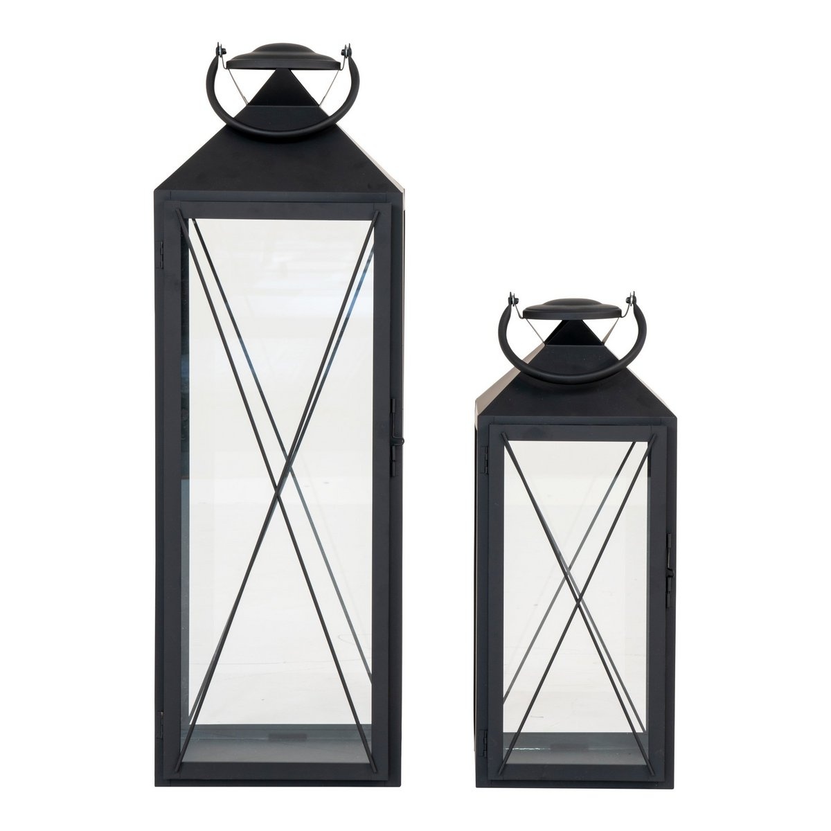 Casa Lantaarn, set van 2 - Lantaarn, staal en glas, zwart, set van 2