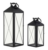 Casa Lantaarn, set van 2 - Lantaarn, staal en glas, zwart, set van 2