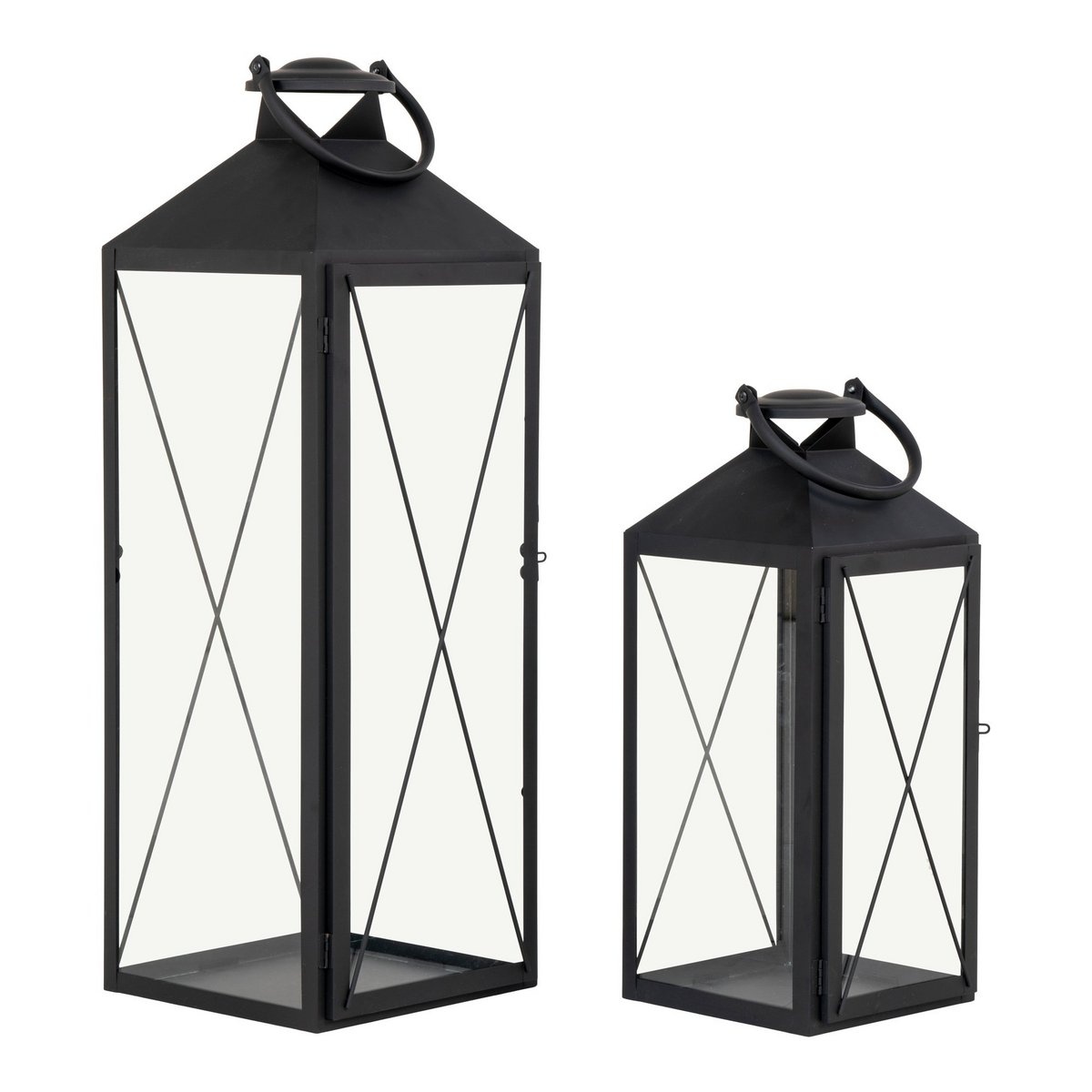 Casa Lantaarn, set van 2 - Lantaarn, staal en glas, zwart, set van 2