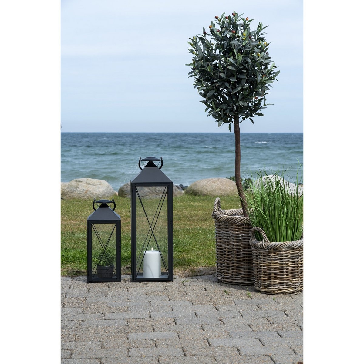 Casa Lantaarn, set van 2 - Lantaarn, staal en glas, zwart, set van 2