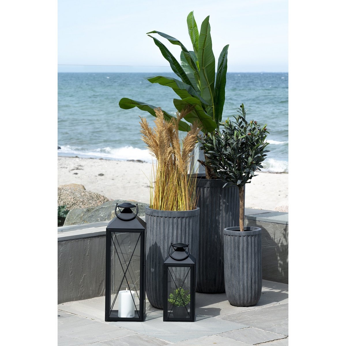 Casa Lantaarn, set van 2 - Lantaarn, staal en glas, zwart, set van 2