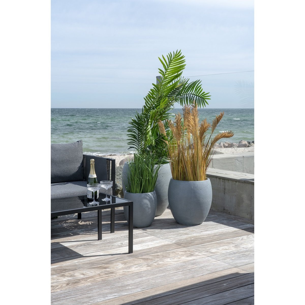 Marton Planters - 3 plantenbakken in grijze fiberclay