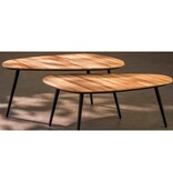 KantoormeubelenPlus Jailey Bijzettafel - Set van 2 - L84 x B39 x H39 cm - Gerecycled Hout - Bruin