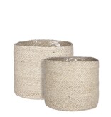 KantoormeubelenPlus Atlantic Mand voor Planten - Set van 2 - H26 x Ø30 cm - Crème