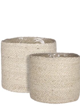 KantoormeubelenPlus Atlantic Mand voor Planten - Set van 2 - H26 x Ø30 cm - Crème